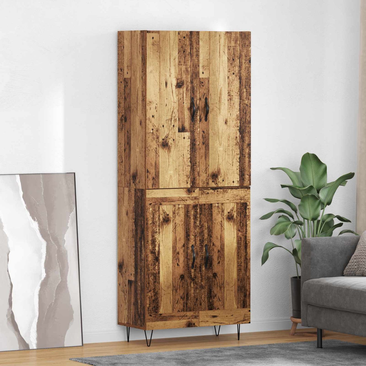 Hoge kast 2 pcs Oudhout Bewerkt hout is nu te koop bij PeponiXL, paradijselijk wonen!