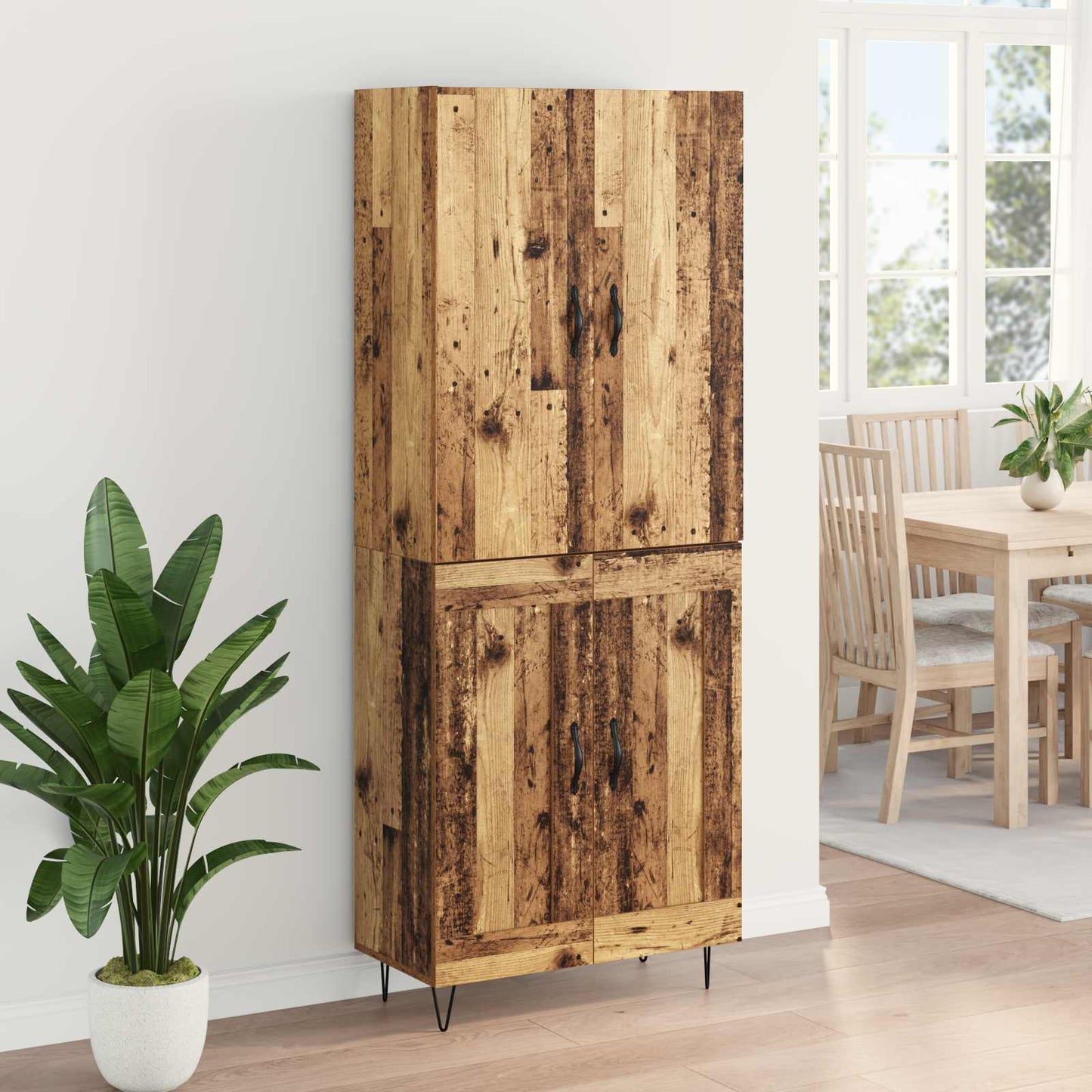 Hoge kast 2 pcs Oudhout Bewerkt hout is nu te koop bij PeponiXL, paradijselijk wonen!