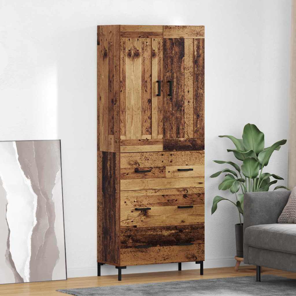 Hoge kast met lade 2 pcs Oud Hout Bewerkt hout is nu te koop bij PeponiXL, paradijselijk wonen!
