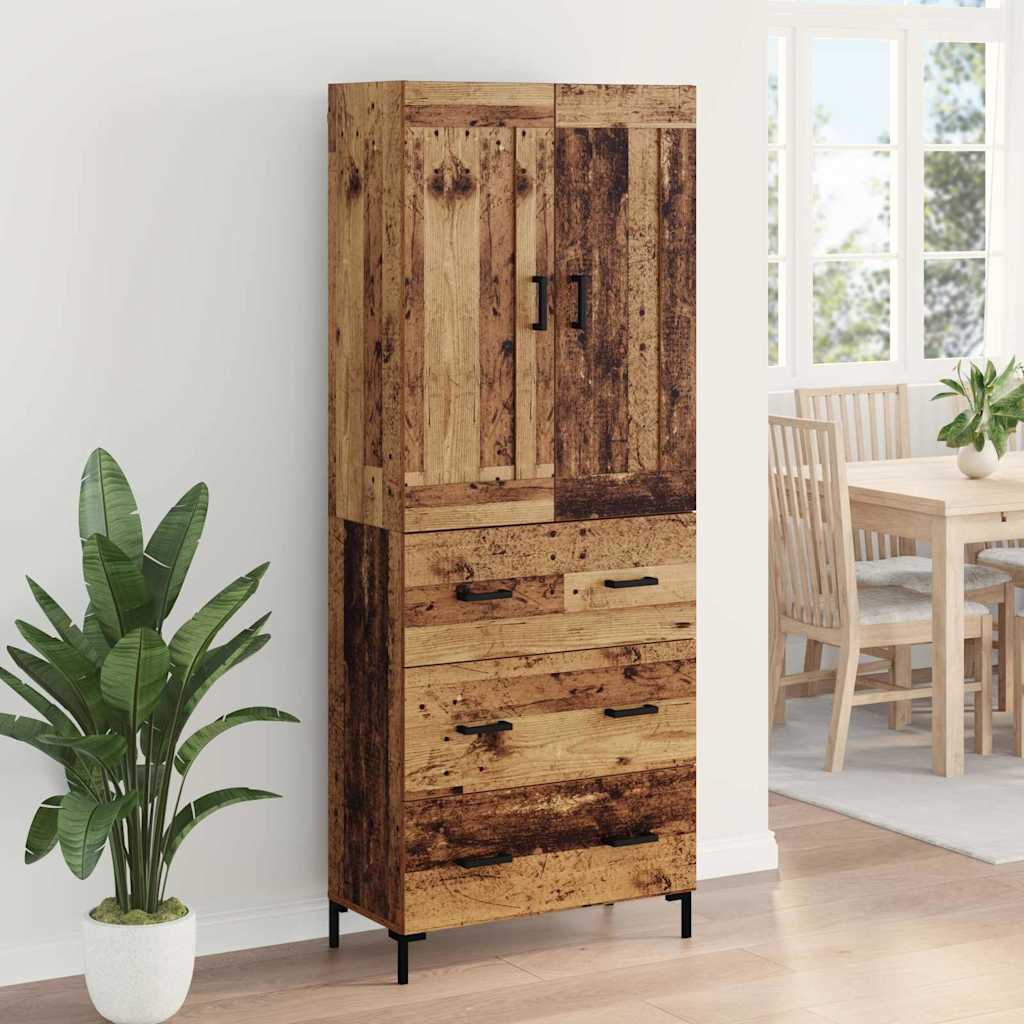 Hoge kast met lade 2 pcs Oud Hout Bewerkt hout is nu te koop bij PeponiXL, paradijselijk wonen!