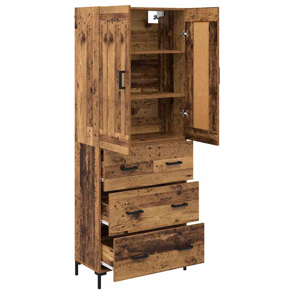 Hoge kast met lade 2 pcs Oud Hout Bewerkt hout is nu te koop bij PeponiXL, paradijselijk wonen!