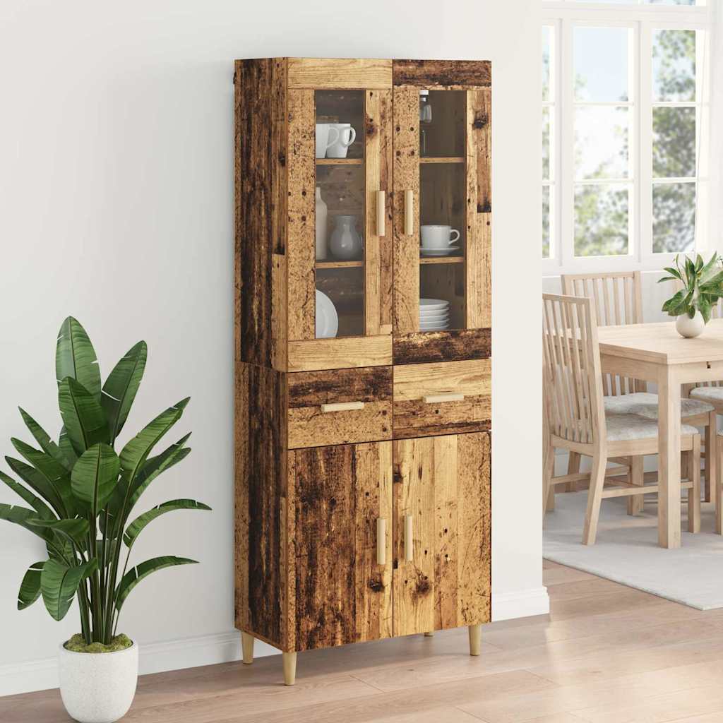 Hoge kast met lade Oud Hout 69,5 x 34 x 180 cm Bewerkt hout is nu te koop bij PeponiXL, paradijselijk wonen!