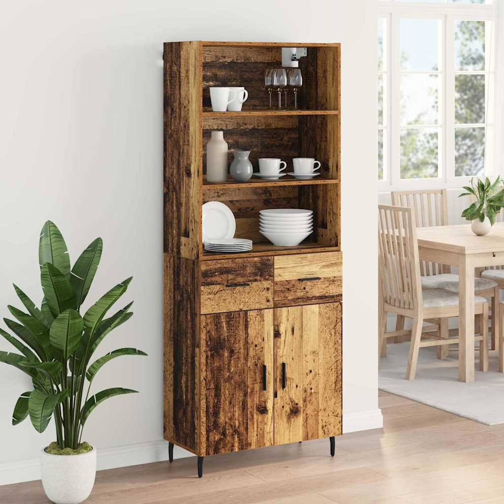 Hoge kast Oud Hout 69,5 x 34 x 180 cm Geengineerd Hout en Glas is nu te koop bij PeponiXL, paradijselijk wonen!
