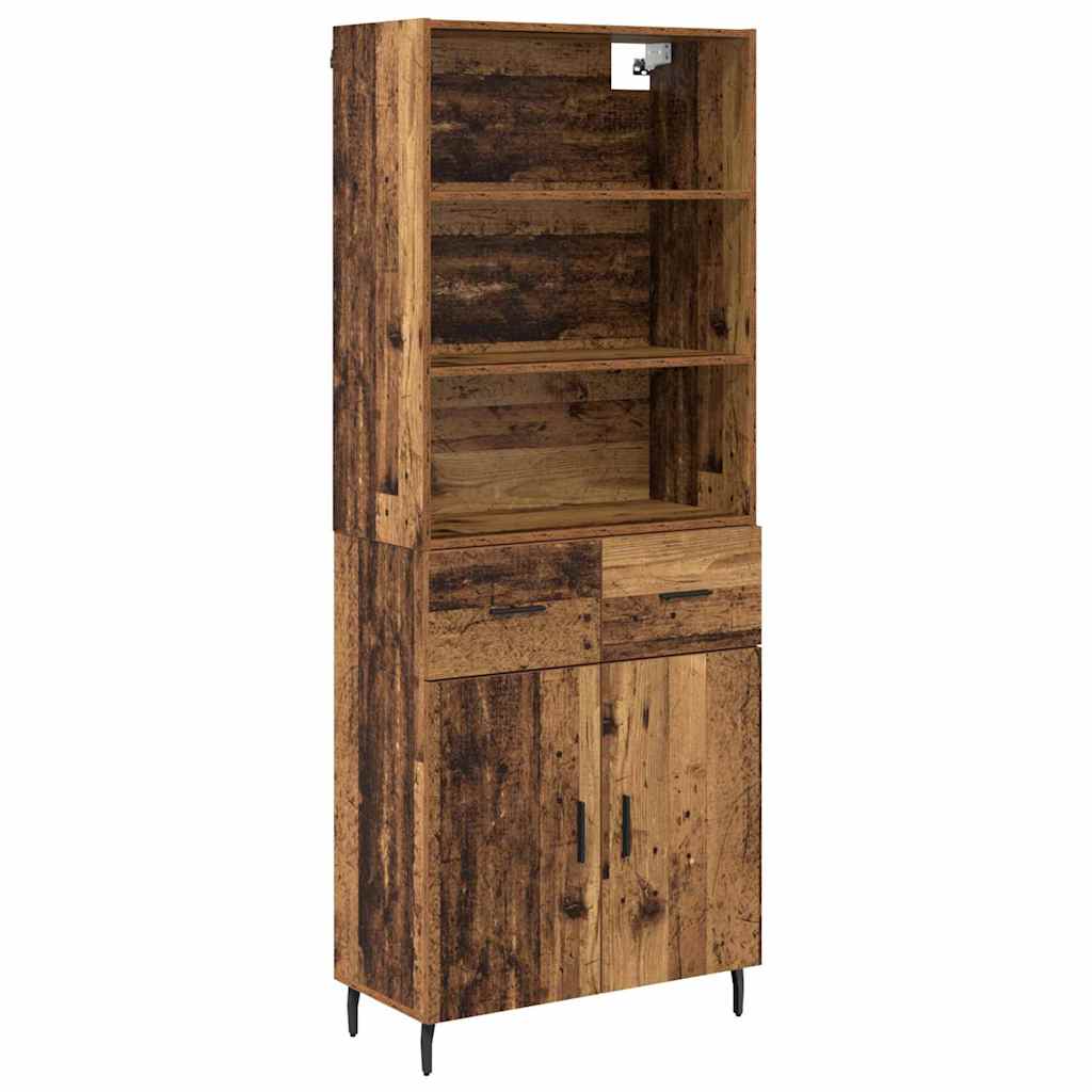 Hoge kast Oud Hout 69,5 x 34 x 180 cm Geengineerd Hout en Glas is nu te koop bij PeponiXL, paradijselijk wonen!