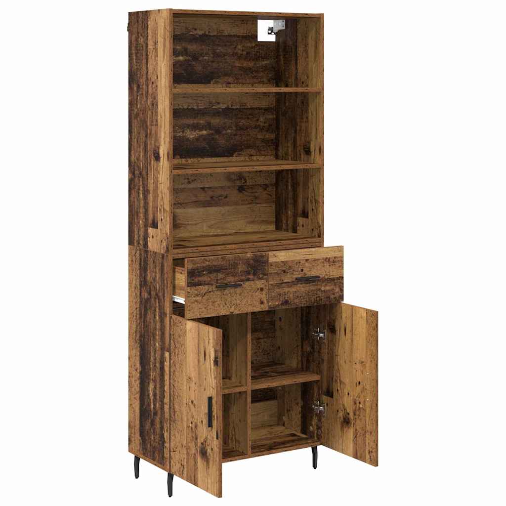 Hoge kast Oud Hout 69,5 x 34 x 180 cm Geengineerd Hout en Glas is nu te koop bij PeponiXL, paradijselijk wonen!