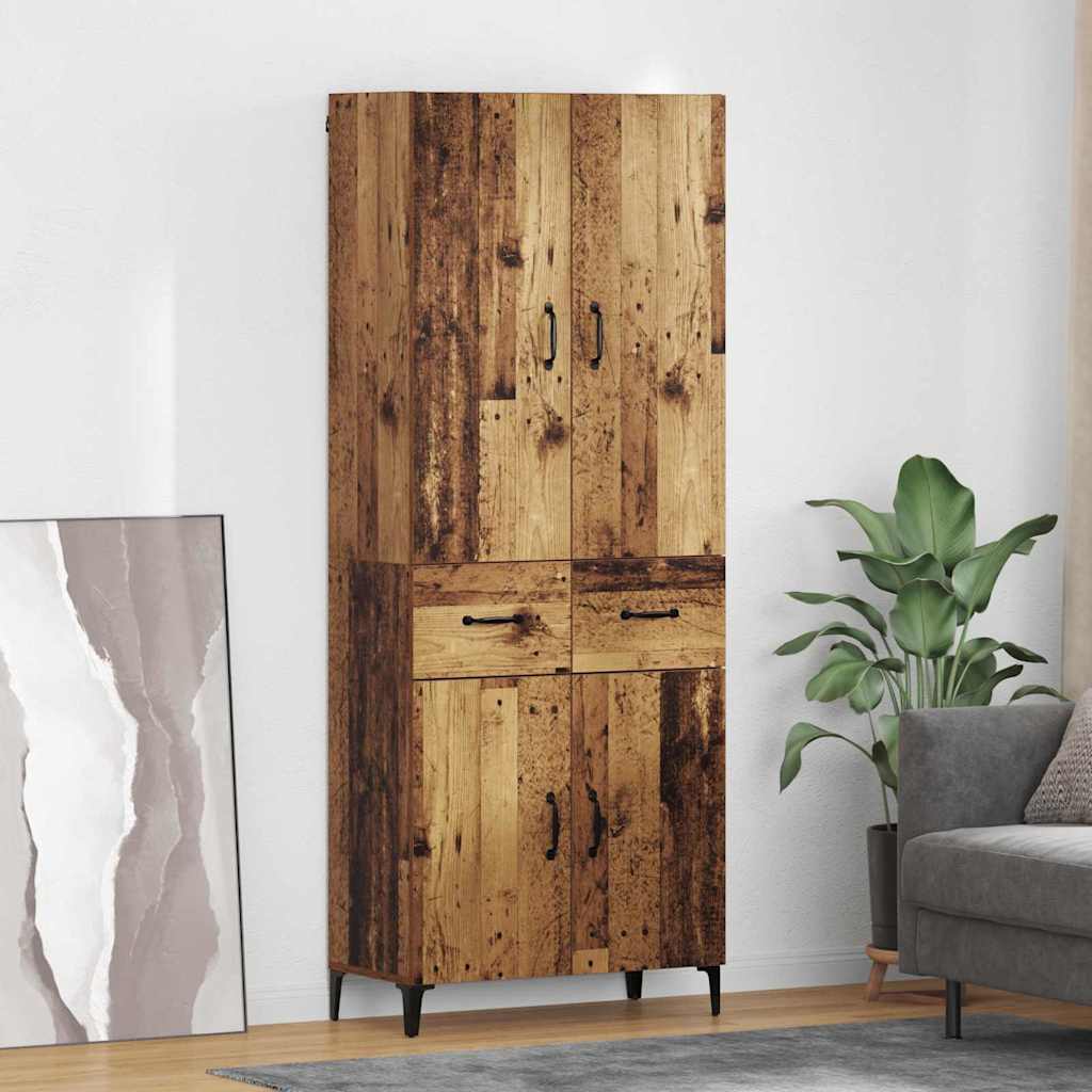 Highboard met lade Oud Hout 69,5 x 34 x 180 cm Bewerkt hout is nu te koop bij PeponiXL, paradijselijk wonen!