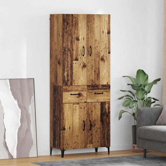 Highboard met lade Oud Hout 69,5 x 34 x 180 cm Bewerkt hout is nu te koop bij PeponiXL, paradijselijk wonen!