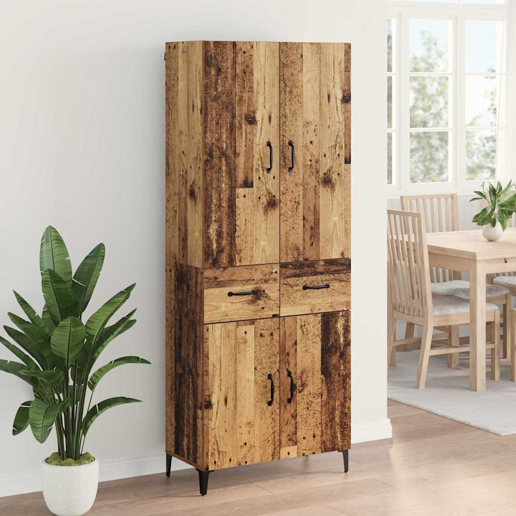 Highboard met lade Oud Hout 69,5 x 34 x 180 cm Bewerkt hout is nu te koop bij PeponiXL, paradijselijk wonen!