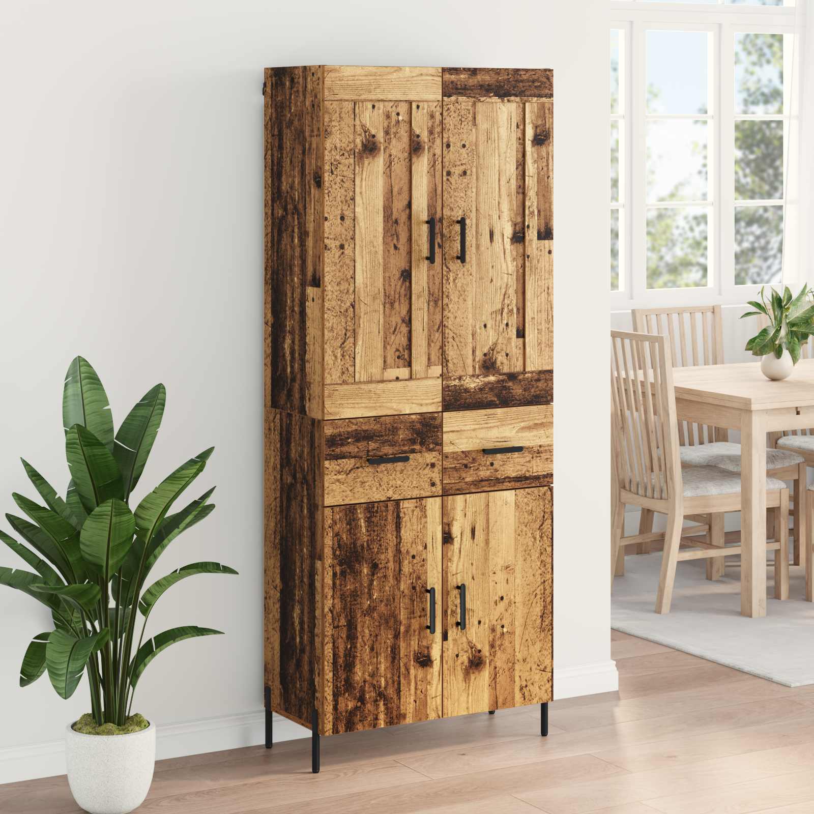 Hoge kast 2 pcs Oud Hout Bewerkt hout is nu te koop bij PeponiXL, paradijselijk wonen!