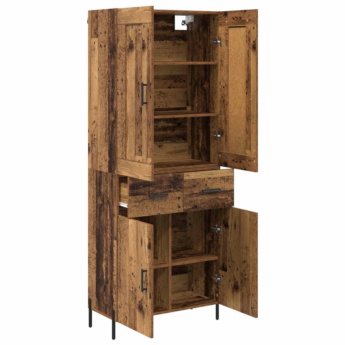 Hoge kast 2 pcs Oud Hout Bewerkt hout is nu te koop bij PeponiXL, paradijselijk wonen!
