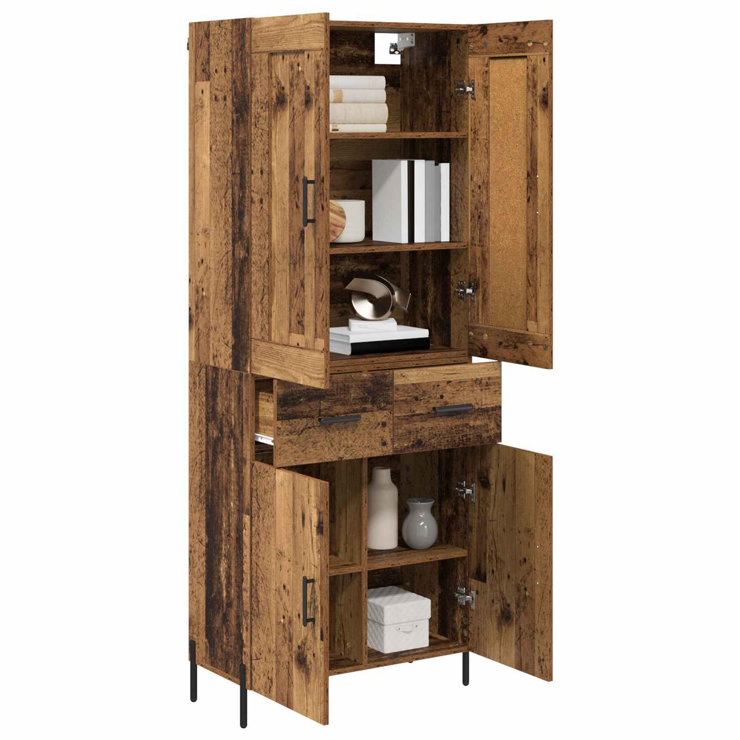 Hoge kast 2 pcs Oud Hout Bewerkt hout is nu te koop bij PeponiXL, paradijselijk wonen!