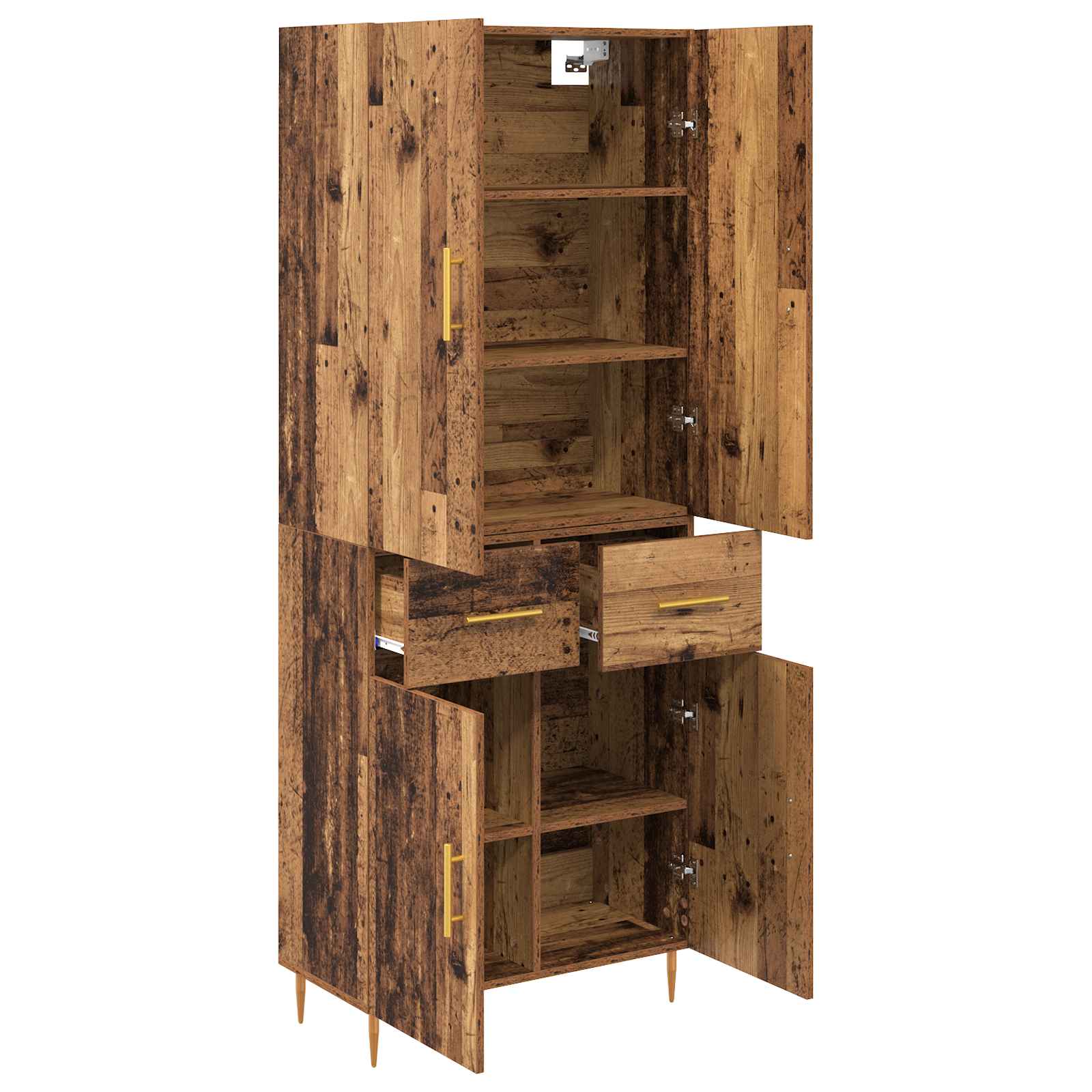 Highboard met lade Oud Hout 69,5 x 34 x 180 cm Bewerkt hout is nu te koop bij PeponiXL, paradijselijk wonen!