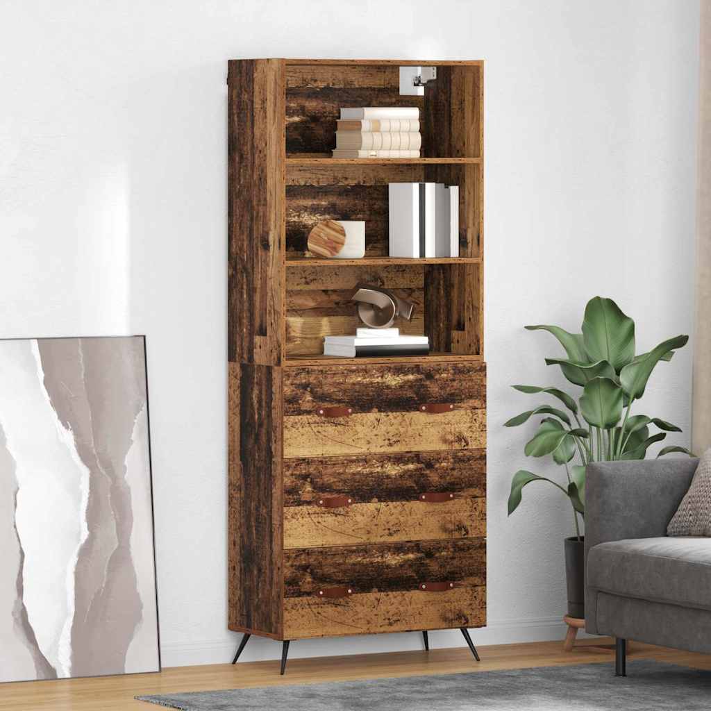 Hoge kast met lade Oud Hout 69,5 x 34 x 180 cm Bewerkt hout is nu te koop bij PeponiXL, paradijselijk wonen!