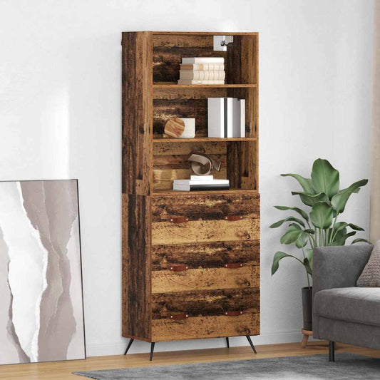 Hoge kast met lade Oud Hout 69,5 x 34 x 180 cm Bewerkt hout is nu te koop bij PeponiXL, paradijselijk wonen!