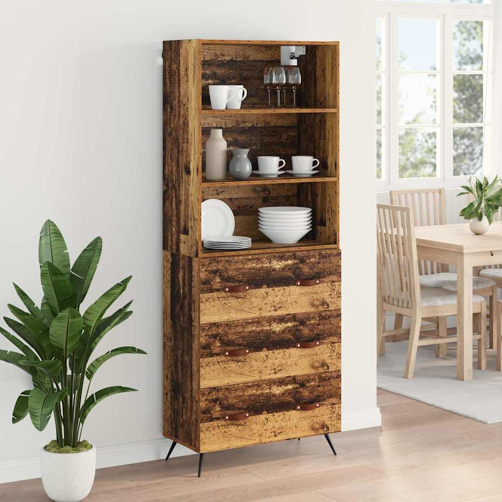 Hoge kast met lade Oud Hout 69,5 x 34 x 180 cm Bewerkt hout is nu te koop bij PeponiXL, paradijselijk wonen!
