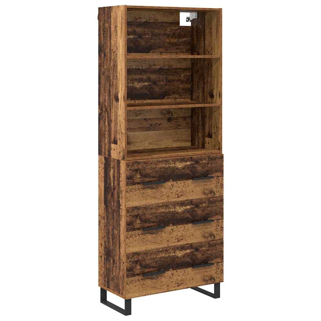Hoge kast met lade 2 pcs Oudhout Bewerkt hout is nu te koop bij PeponiXL, paradijselijk wonen!