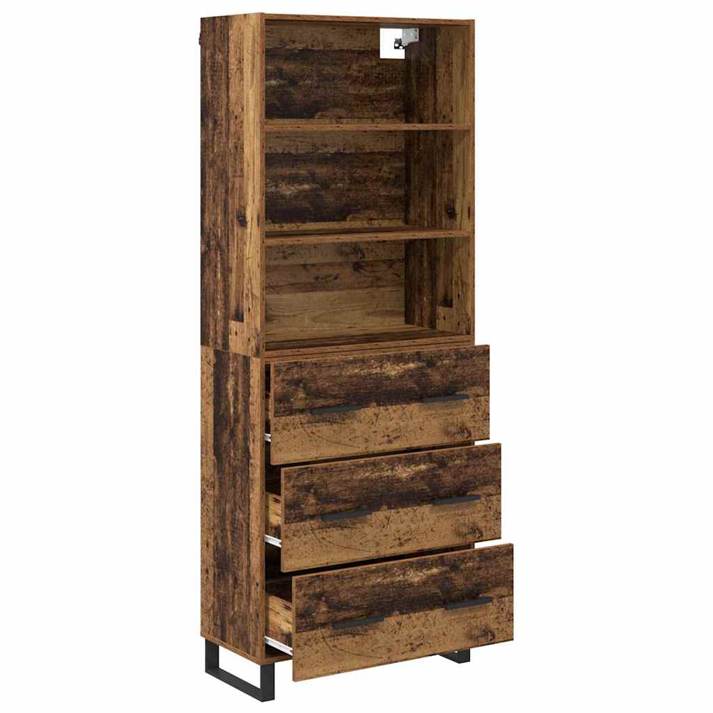 Hoge kast met lade 2 pcs Oudhout Bewerkt hout is nu te koop bij PeponiXL, paradijselijk wonen!