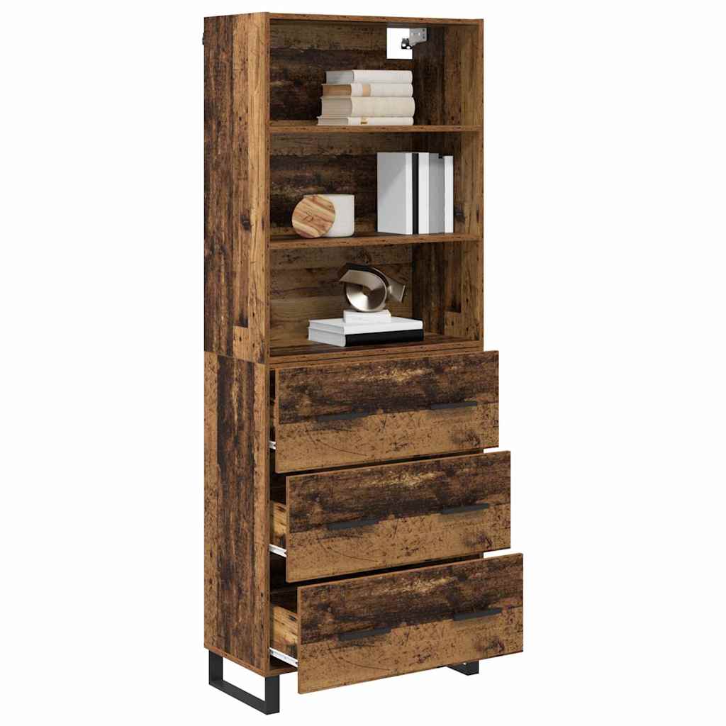 Hoge kast met lade 2 pcs Oudhout Bewerkt hout is nu te koop bij PeponiXL, paradijselijk wonen!