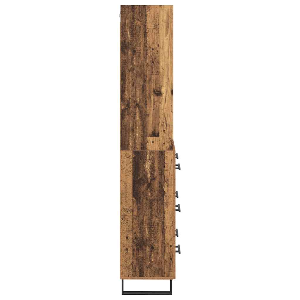 Hoge kast met lade 2 pcs Oudhout Bewerkt hout is nu te koop bij PeponiXL, paradijselijk wonen!