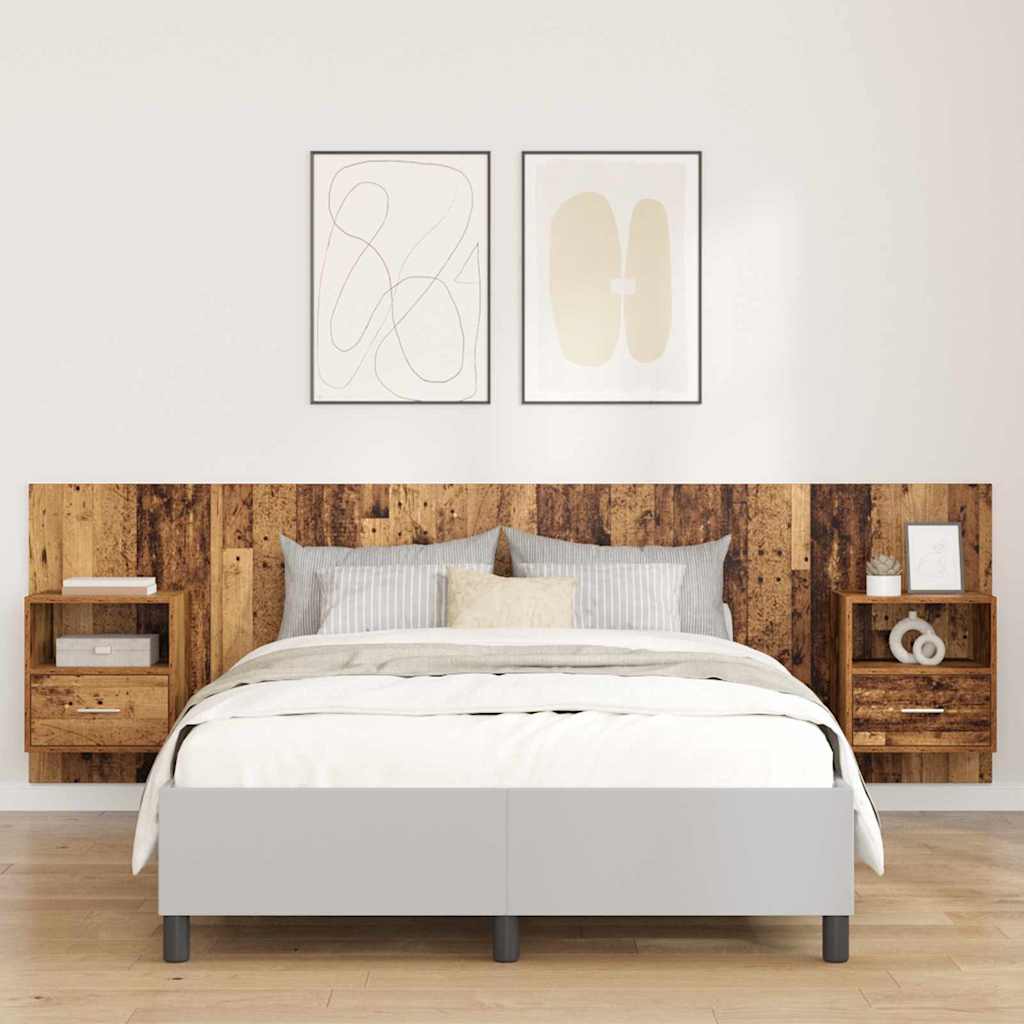 Hoofdbord Met Kast met lade 3 pcs Oud Hout Bewerkt hout is nu te koop bij PeponiXL, paradijselijk wonen!