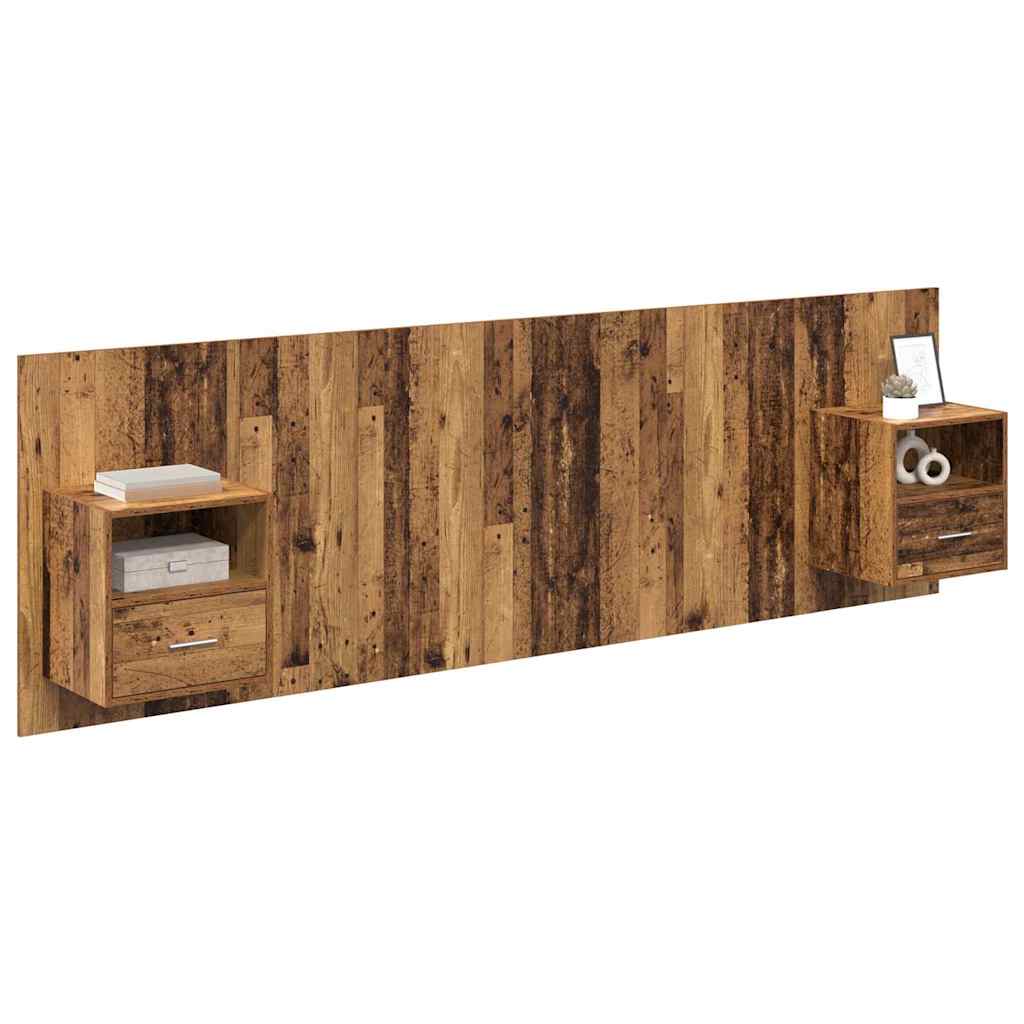 Hoofdbord Met Kast met lade 3 pcs Oud Hout Bewerkt hout is nu te koop bij PeponiXL, paradijselijk wonen!