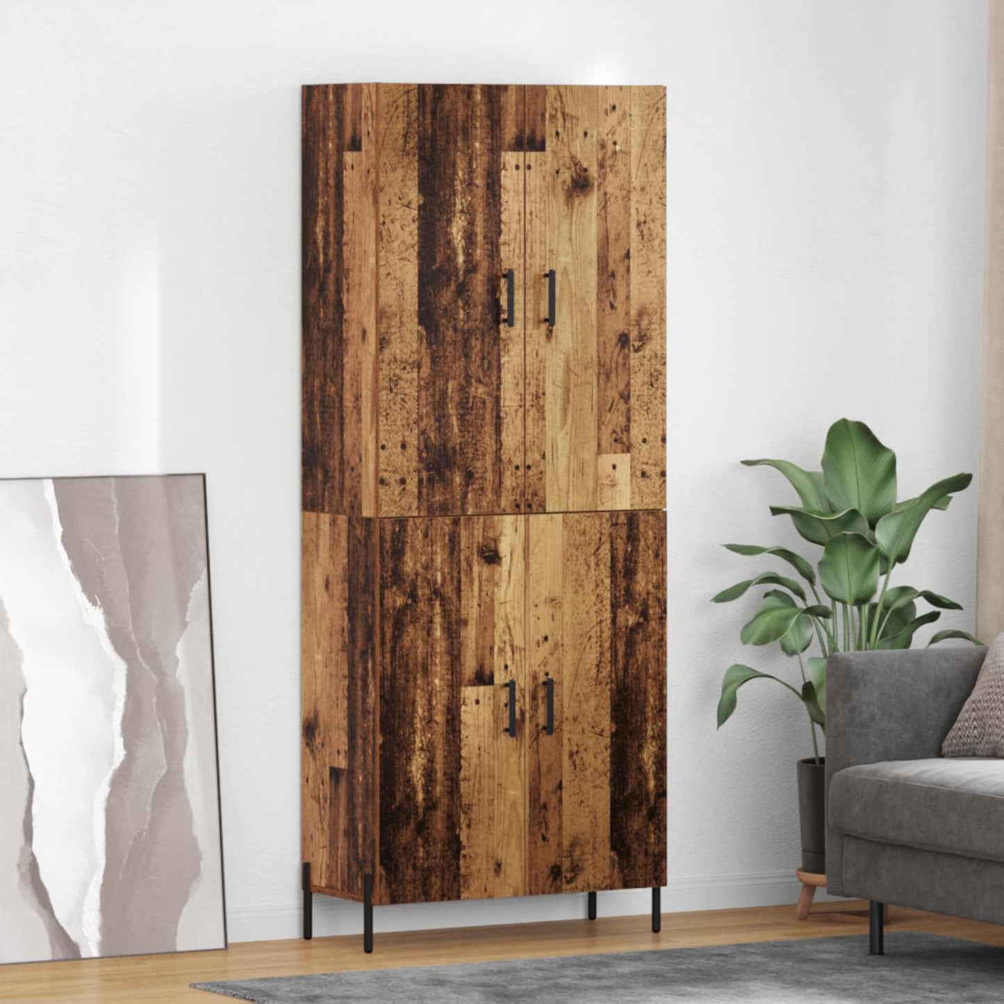 Highboard Oud Hout 69,5 x 34 x 180 cm Bewerkt hout is nu te koop bij PeponiXL, paradijselijk wonen!