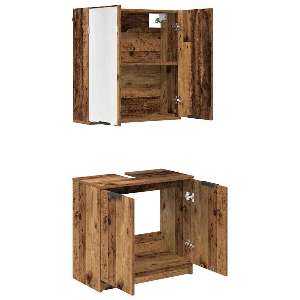 Badkamerkastenset met plank met opslag Oud Hout Bewerkt hout is nu te koop bij PeponiXL, paradijselijk wonen!