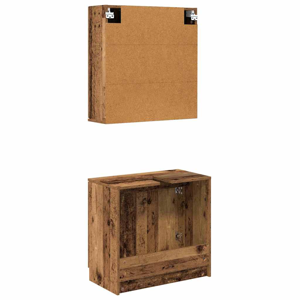 Badkamerkastenset met plank met opslag Oud Hout Bewerkt hout is nu te koop bij PeponiXL, paradijselijk wonen!