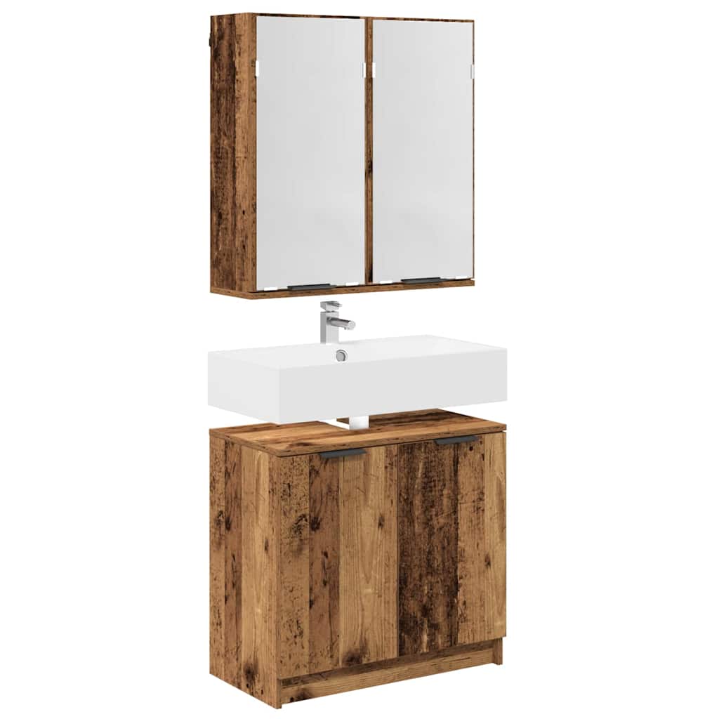 Badkamerkastenset met plank met opslag Oud Hout Bewerkt hout is nu te koop bij PeponiXL, paradijselijk wonen!