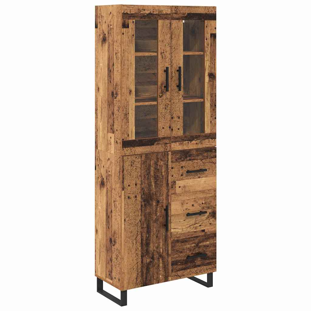 Hoge kast met lade 2 pcs Oud Hout Geengineerd Hout en Glas is nu te koop bij PeponiXL, paradijselijk wonen!
