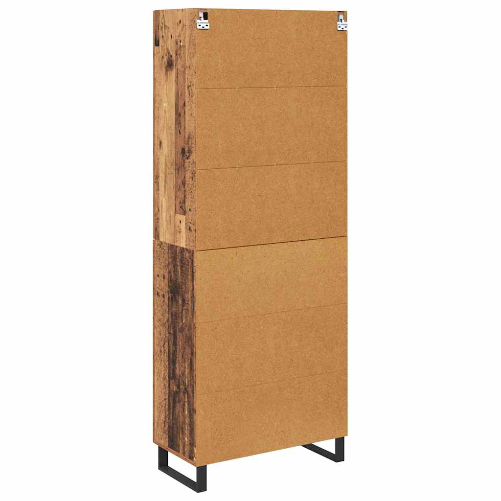Hoge kast met lade 2 pcs Oud Hout Geengineerd Hout en Glas is nu te koop bij PeponiXL, paradijselijk wonen!