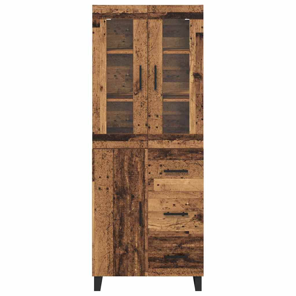 Hoge kast met lade 2 pcs Oud Hout Geengineerd Hout en Glas is nu te koop bij PeponiXL, paradijselijk wonen!