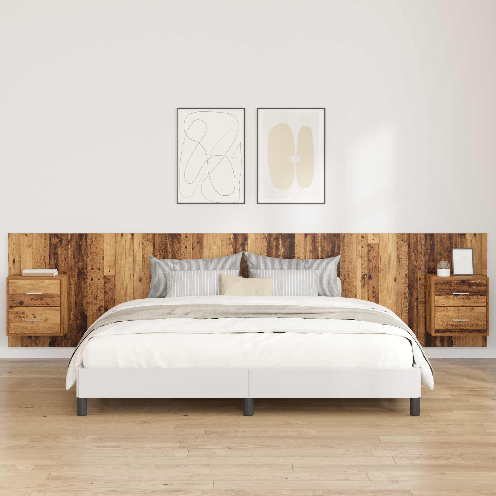 Hoofdbord Met Kast met lade 3 pcs Oud Hout Bewerkt hout is nu te koop bij PeponiXL, paradijselijk wonen!
