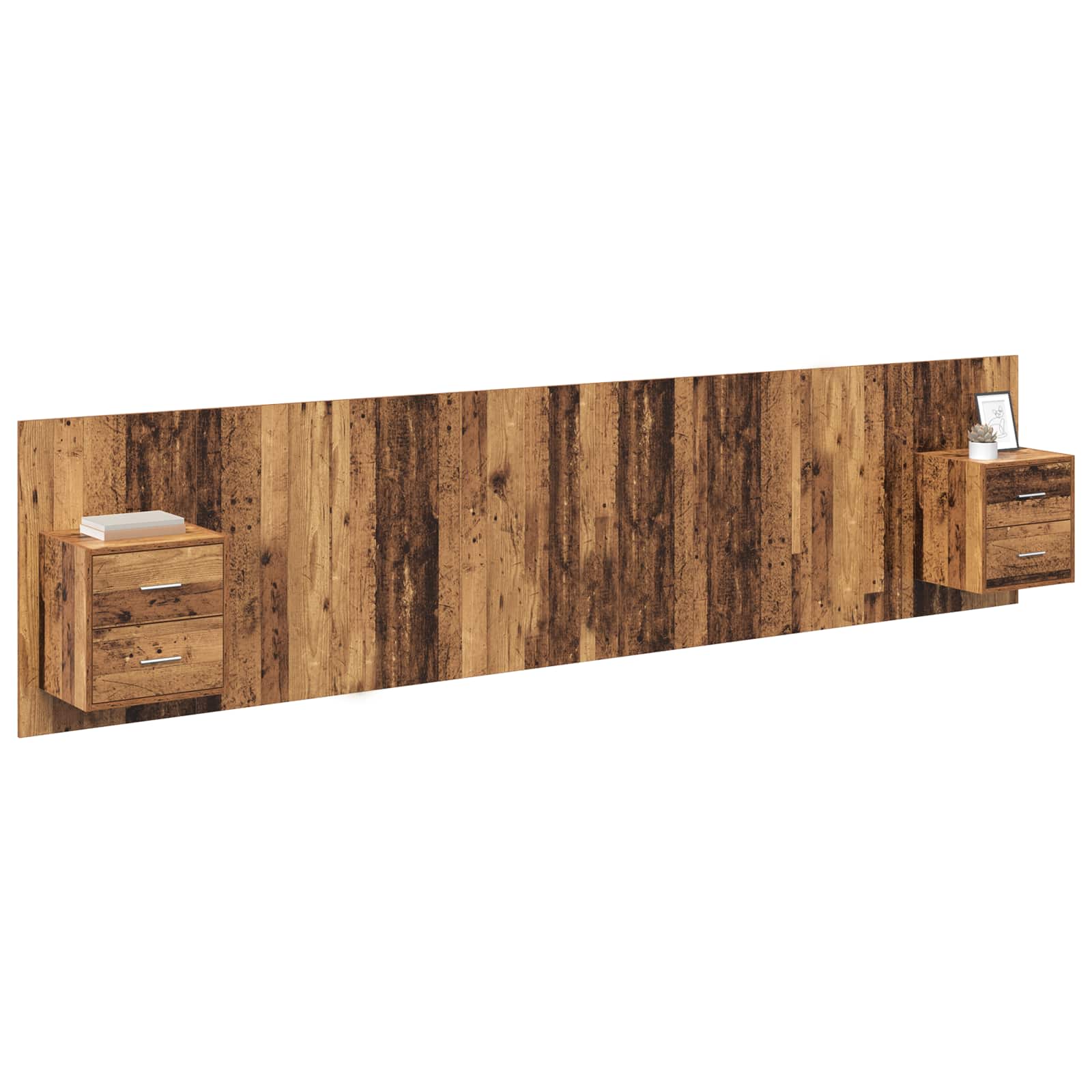Hoofdbord Met Kast met lade 3 pcs Oud Hout Bewerkt hout is nu te koop bij PeponiXL, paradijselijk wonen!
