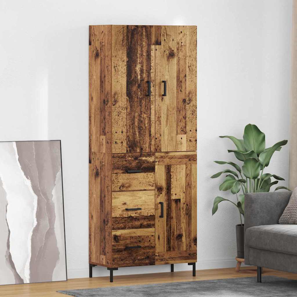 Highboard met lade Oud Hout 69,5 x 34 x 180 cm Bewerkt hout is nu te koop bij PeponiXL, paradijselijk wonen!