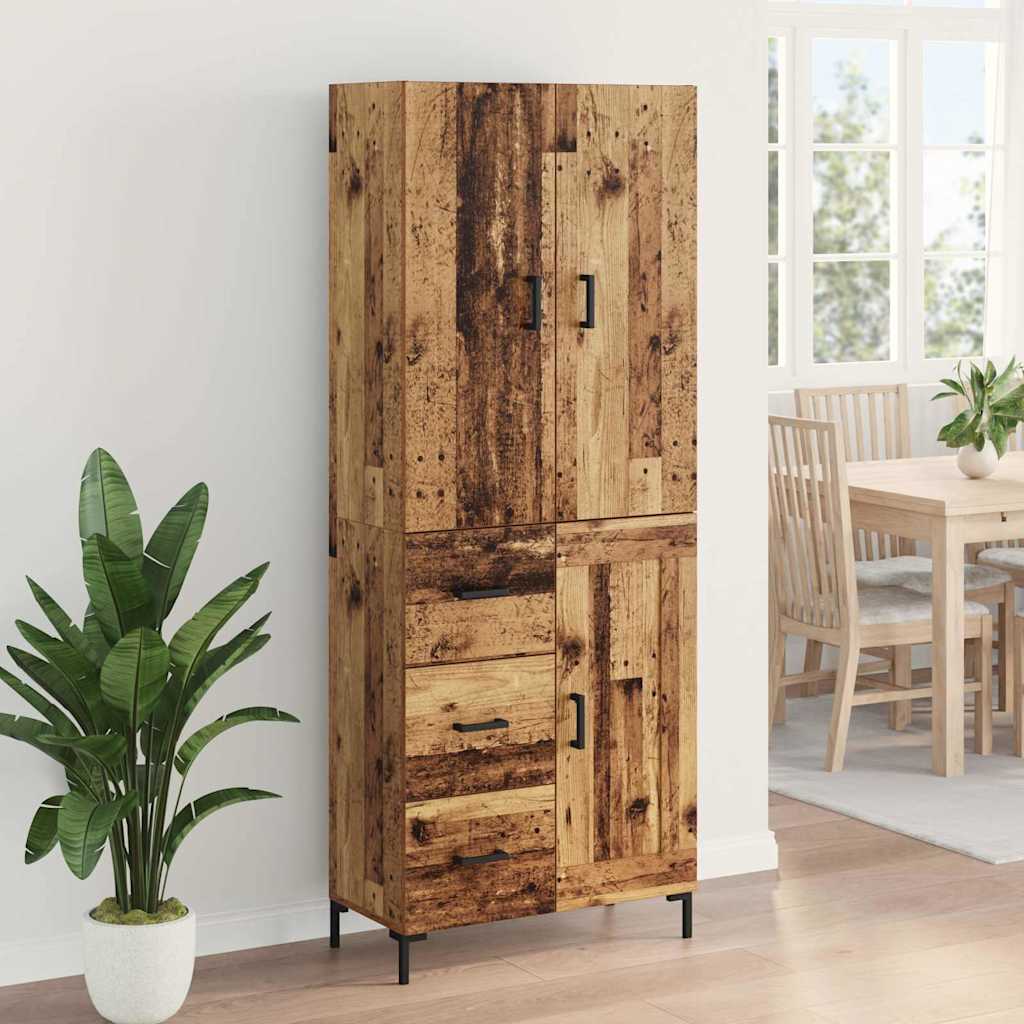 Highboard met lade Oud Hout 69,5 x 34 x 180 cm Bewerkt hout is nu te koop bij PeponiXL, paradijselijk wonen!