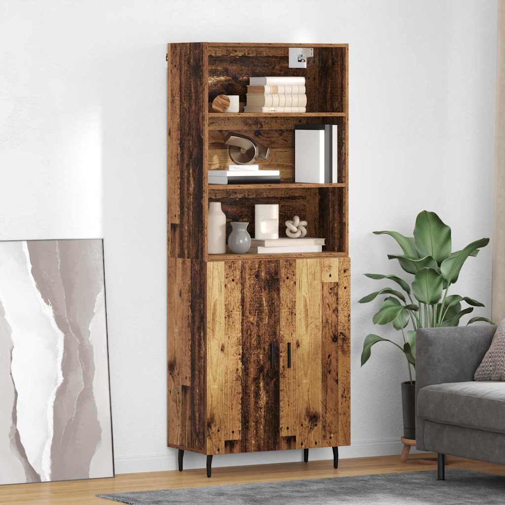 Hoge kast Oud Hout 69,5 x 34 x 180 cm Geengineerd Hout en Glas is nu te koop bij PeponiXL, paradijselijk wonen!