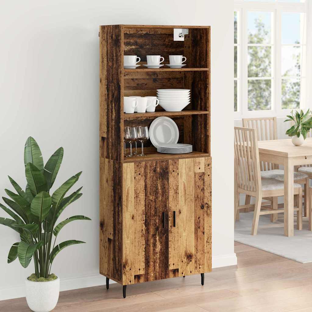 Hoge kast Oud Hout 69,5 x 34 x 180 cm Geengineerd Hout en Glas is nu te koop bij PeponiXL, paradijselijk wonen!