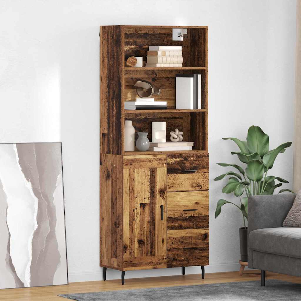 Hoge kast Oud Hout 69,5 x 34 x 180 cm Geengineerd Hout en Glas is nu te koop bij PeponiXL, paradijselijk wonen!