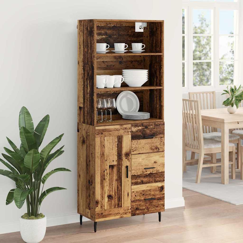 Hoge kast Oud Hout 69,5 x 34 x 180 cm Geengineerd Hout en Glas is nu te koop bij PeponiXL, paradijselijk wonen!