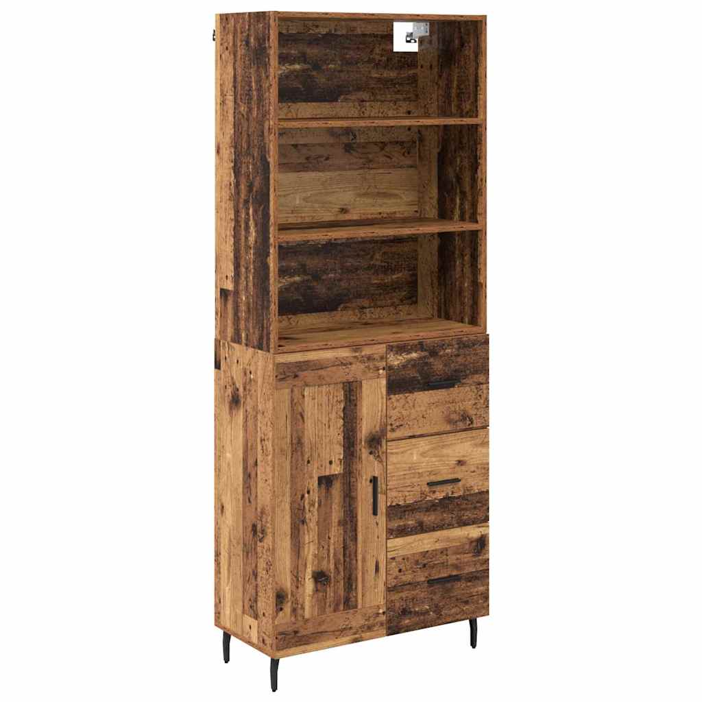 Hoge kast Oud Hout 69,5 x 34 x 180 cm Geengineerd Hout en Glas is nu te koop bij PeponiXL, paradijselijk wonen!