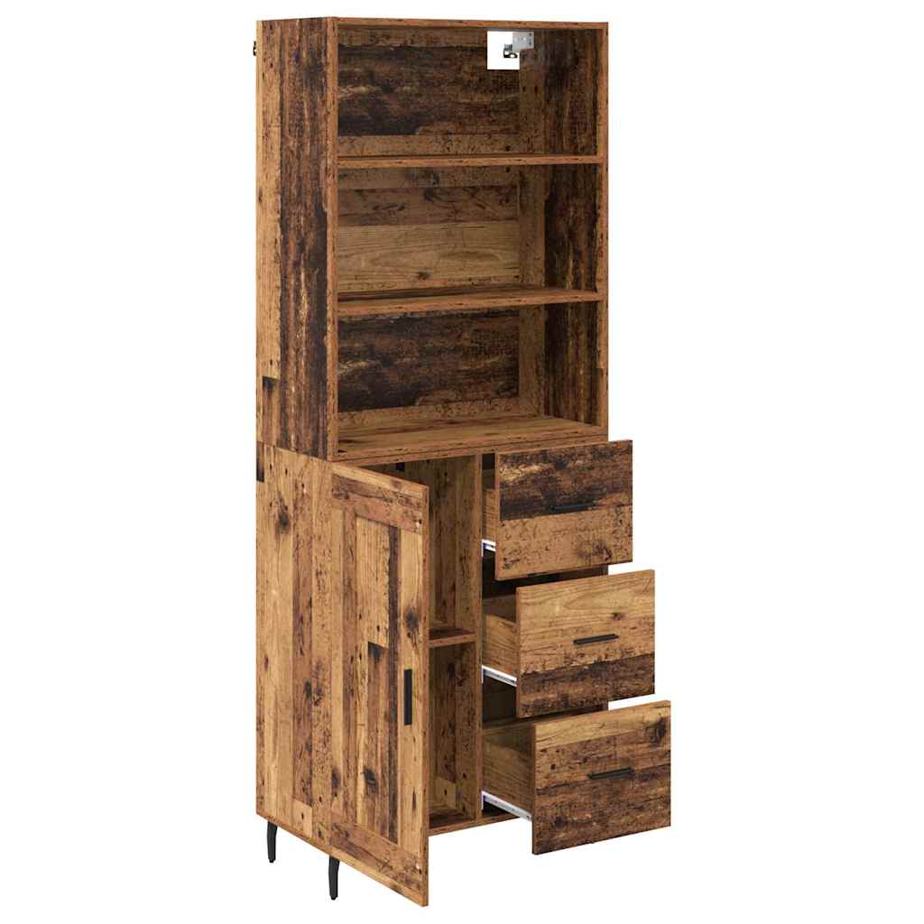 Hoge kast Oud Hout 69,5 x 34 x 180 cm Geengineerd Hout en Glas is nu te koop bij PeponiXL, paradijselijk wonen!