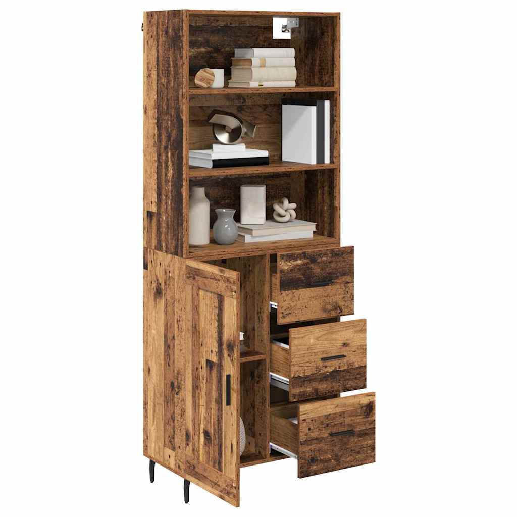Hoge kast Oud Hout 69,5 x 34 x 180 cm Geengineerd Hout en Glas is nu te koop bij PeponiXL, paradijselijk wonen!