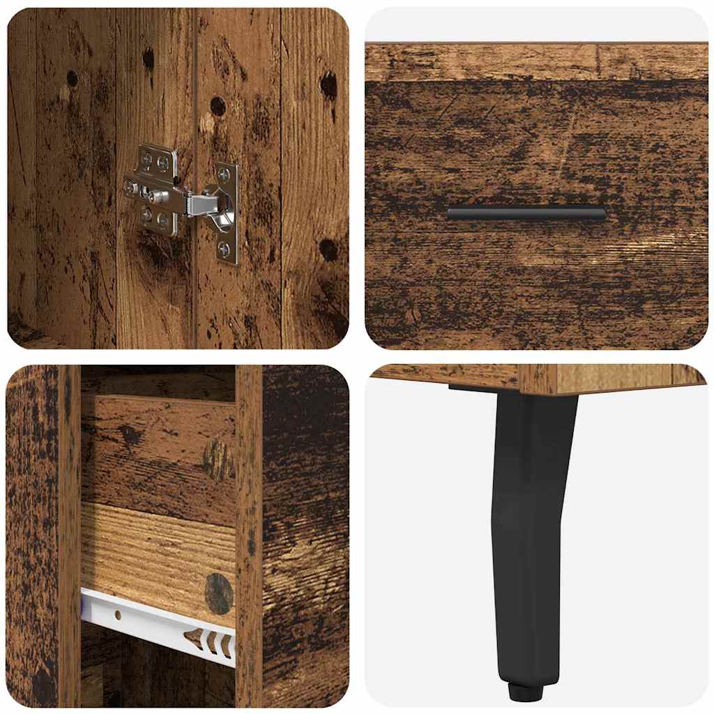 Highboard met lade Oud Hout 34,5 x 34 x 180 cm Bewerkt hout is nu te koop bij PeponiXL, paradijselijk wonen!