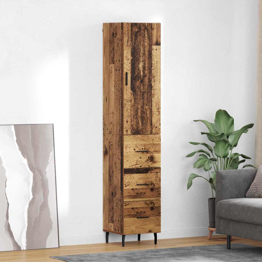 Highboard met lade Oud Hout 34,5 x 34 x 180 cm Bewerkt hout is nu te koop bij PeponiXL, paradijselijk wonen!