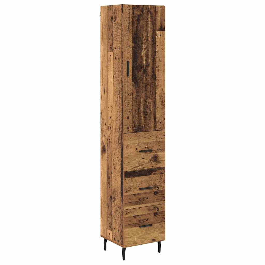 Highboard met lade Oud Hout 34,5 x 34 x 180 cm Bewerkt hout is nu te koop bij PeponiXL, paradijselijk wonen!