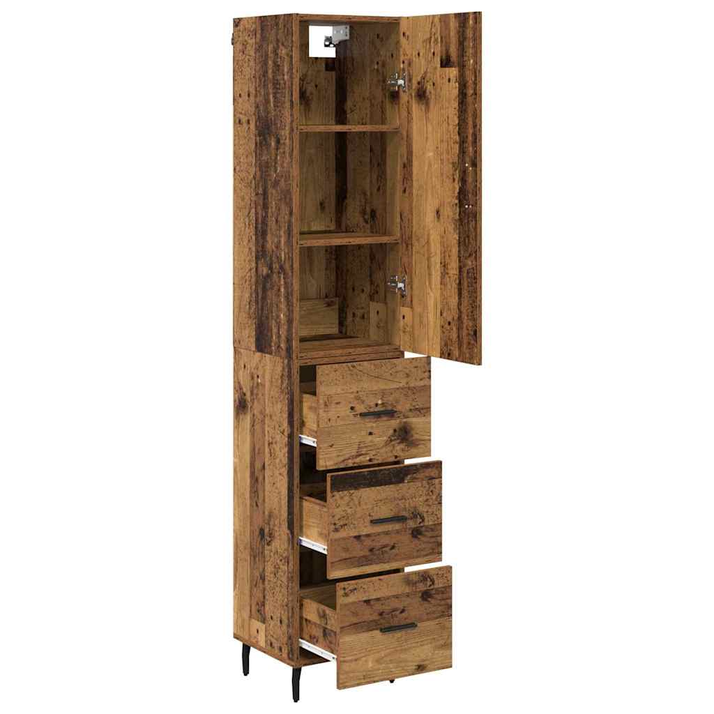 Highboard met lade Oud Hout 34,5 x 34 x 180 cm Bewerkt hout is nu te koop bij PeponiXL, paradijselijk wonen!