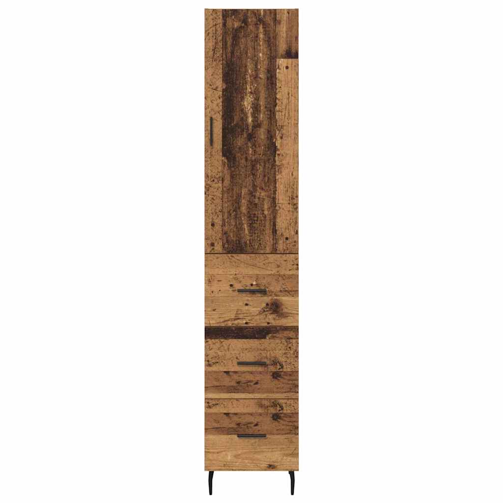 Highboard met lade Oud Hout 34,5 x 34 x 180 cm Bewerkt hout is nu te koop bij PeponiXL, paradijselijk wonen!