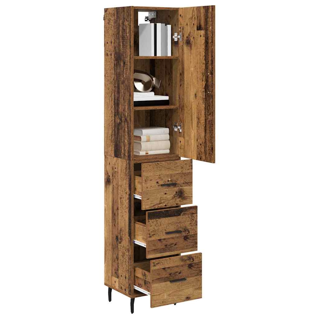 Highboard met lade Oud Hout 34,5 x 34 x 180 cm Bewerkt hout is nu te koop bij PeponiXL, paradijselijk wonen!