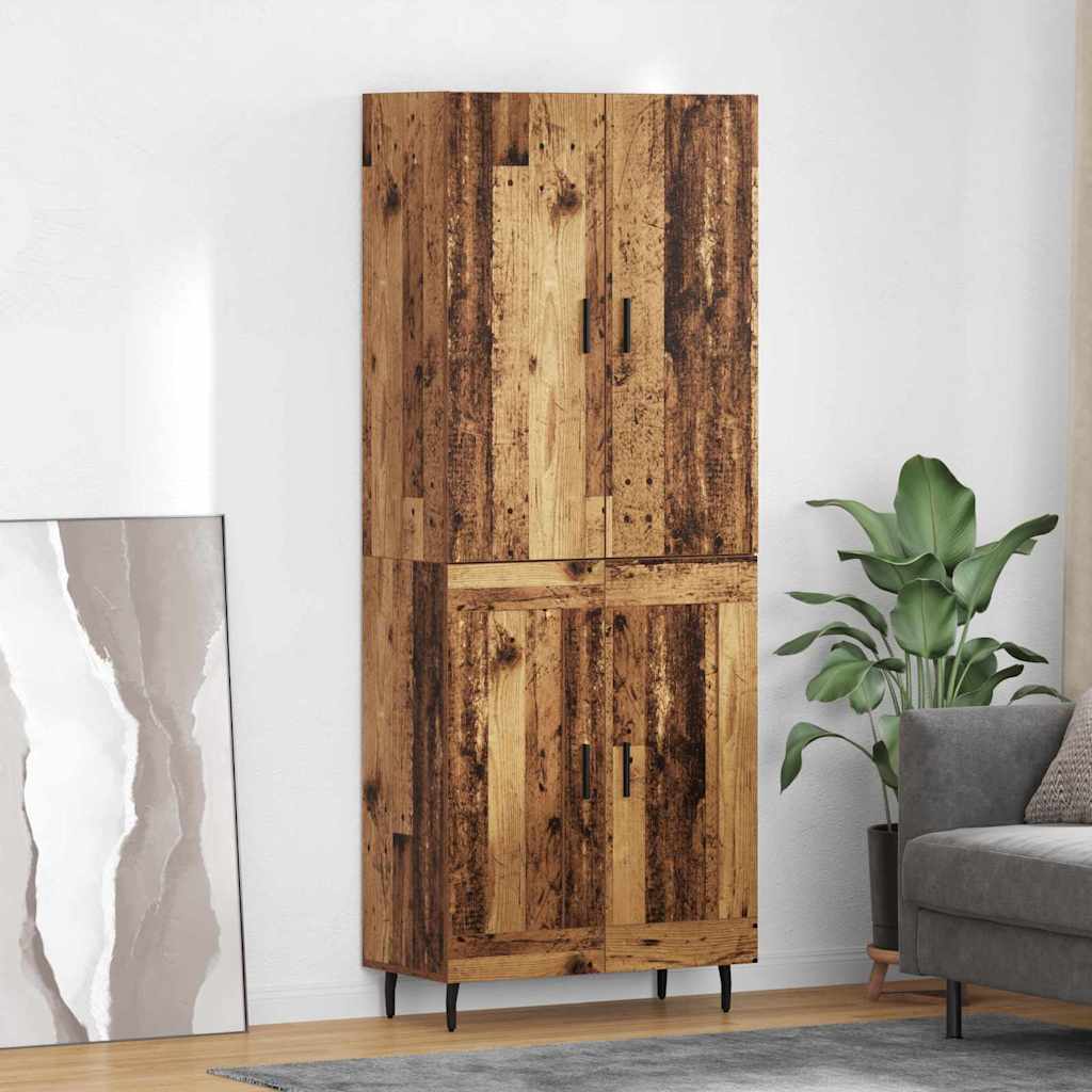 Hoge kast 2 pcs Oud Hout Geengineerd Hout en Glas is nu te koop bij PeponiXL, paradijselijk wonen!